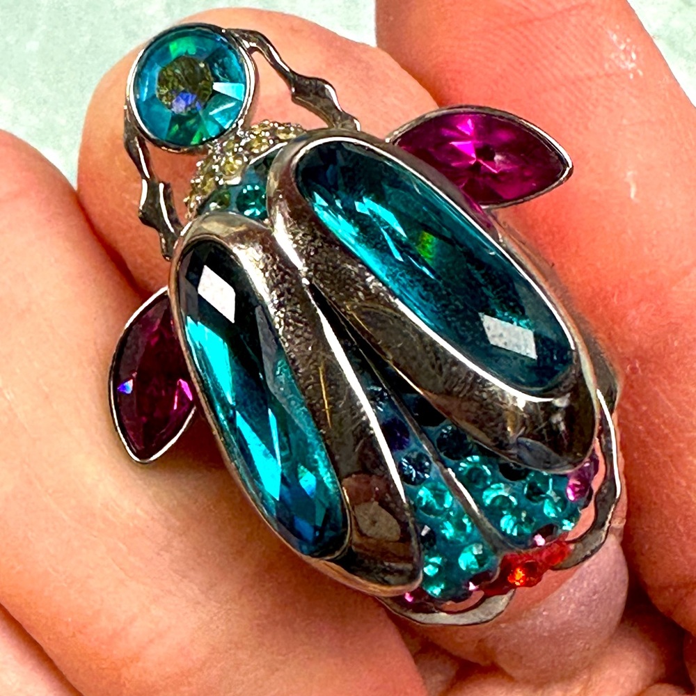 SWAROVSKI 1181261 TRANSLUCENT SCARAB BEETLE CRYSTAL RING SIZE US 5.5